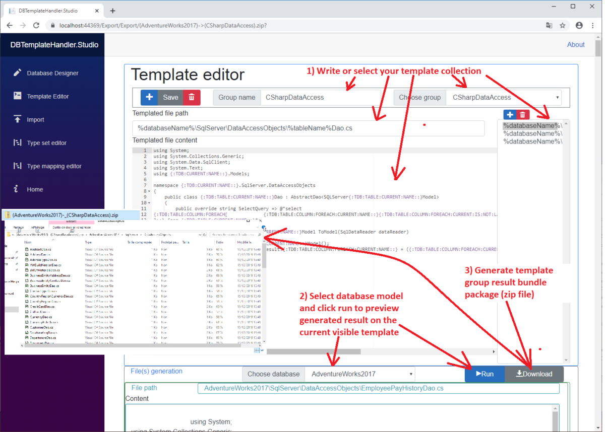 Database Template Handler Project